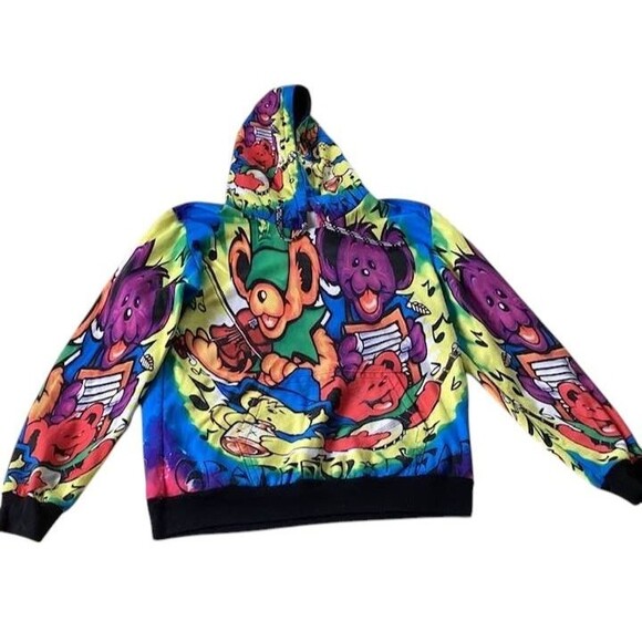Grateful Dead Jamboree Big River Tie Die Bears Hooded Sweatshirt Mens Lg Vtg HTF